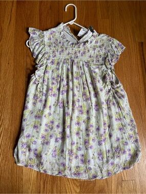 Rachel Zoe Lavender Floral Ruffled Smocked Women's Blouse